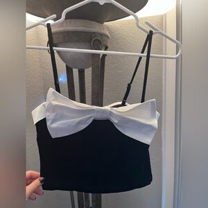 NWOT!!✨🖤Black velvet and White satin  Bow Crop Top!!✨🖤